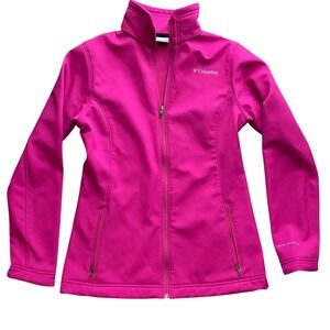 Columbia Jacket‎ Womens Small Pink Soft Shell Fleece Lined Omni Shield Full Zip